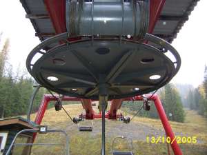 Boomerang Chair-Bottom Bullwheel. Photo by: Skilifts.org Member: Helper